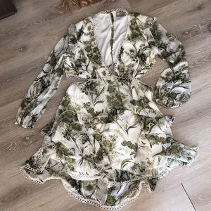 ASOS CURVE mini dress with embellished sequin long sleeves and ruffle bottom